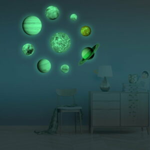 Sada 9 svietiacich samolepiek Ambiance Solar System Ambiance