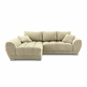 Béžová rozkladacia rohová pohovka so zamatovým poťahom Windsor & Co Sofas Nuage