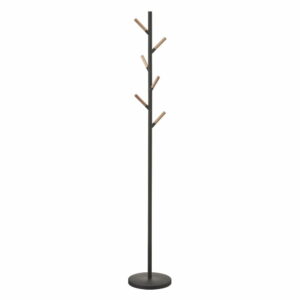 Čierny stojací vešiak s detailmi z bukového dreva YAMAZAKI Plain Pole Hanger YAMAZAKI
