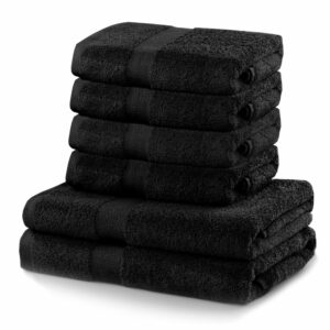 Set 2 čiernych osušiek a 4 uterákov DecoKing Marina DecoKing