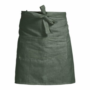 Zelená zástera s prímesou ľanu Linen Couture Delantal Green Moss Linen Couture