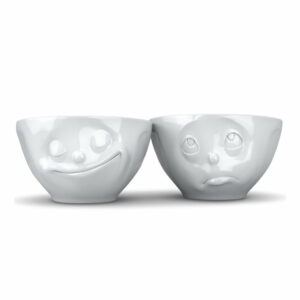 Sada 2 bielych šťastných misiek z porcelánu 58products