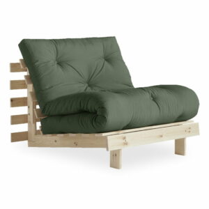 Rozkladacie kreslo so zeleným poťahom Karup Design Roots Raw/Olive Green Karup Design