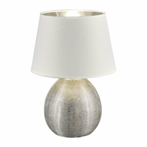 Biela stolová lampa z keramiky a tkaniny Trio Luxor
