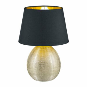 Čierna stolová lampa z keramiky a tkaniny Trio Luxor