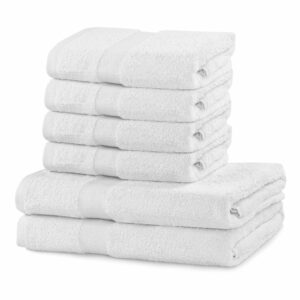 Set 2 bavlnených bielych osušiek a 4 uterákov DecoKing Marina DecoKing