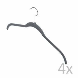 Sada 4 sivých vešiakov Domopak Velvet Hangers Domopak