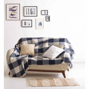 Bavlnená deka EnLora Home Dama Dark Blue