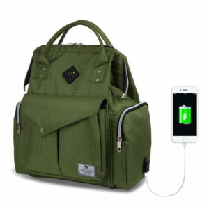 Zelený batoh pre mamičky s USB portom My Valice HAPPY MOM Baby Care Backpack Myvalice