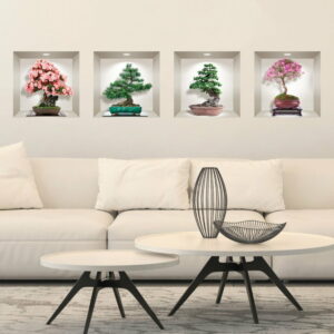 Sada 4 3D samolepiek na stenu Ambiance Bonsai of Seasons Ambiance