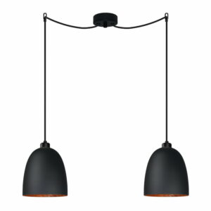 Čierne dvojité stropné svietidlo s detailom v medenej farbe Sotto Luce AWA Elementary 2S Sotto Luce