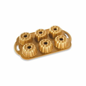 Forma na 6 minibáboviek v zlatej farbe Nordic Ware Anniversary