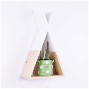 Biela drevená nástenná polička North Carolina Scandinavian Home Decors Teepee