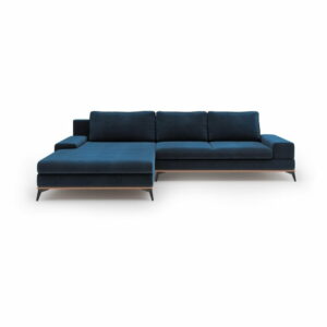 Modrá rozkladacia rohová pohovka so zamatovým poťahom Windsor & Co Sofas Astre