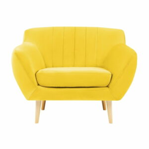 Žlté kreslo so svetlými nohami Mazzini Sofas Sardaigne Mazzini Sofas