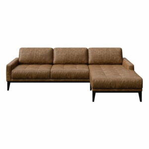 Hnedá kožená pohovka s leňoškou na pravej strane MESONICA Musso Tufted MESONICA