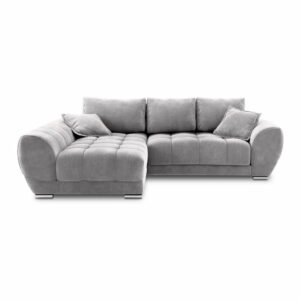 Svetlosivá rozkladacia rohová pohovka so zamatovým poťahom Windsor & Co Sofas Nuage