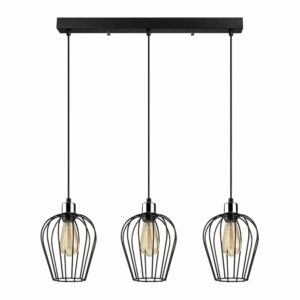 Čierne závesné svietidlo pre 3 žiarovky Opviq lights Tel Long Opviq lights