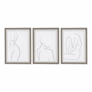 Sada 3 nástenných obrazov v ráme Surdic Body Studies