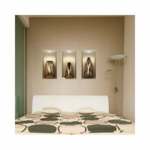 Sada 3 samolepiek s 3D efektom Ambiance Wooden Vases Ambiance