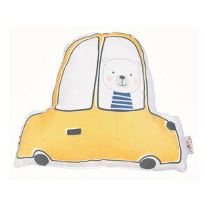 Žltý detský vankúšik s prímesou bavlny Apolena Pillow Toy Car