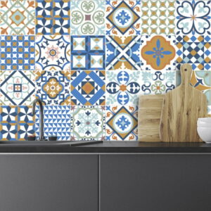 Sada 24 nástenných samolepiek Ambiance Azulejos Ornaments Mosaic