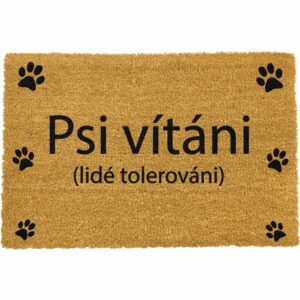Rohožka z prírodného kokosového vlákna Artsy Doormats Psi vítáni