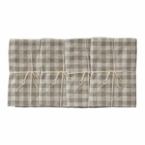 Sada 4 látkových obrúskov s prímesou ľanu Linen Couture Grey Vichy