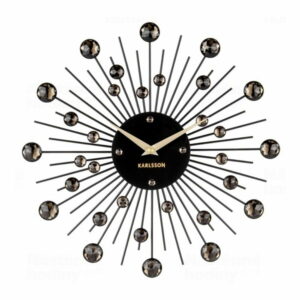 Nástenné hodiny z krištáľov čiernej farby Karlsson Sunburst Karlsson
