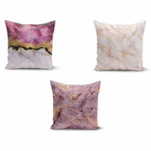 Sada 3 obliečok na vankúše Minimalist Cushion Covers Pinkie Cassie