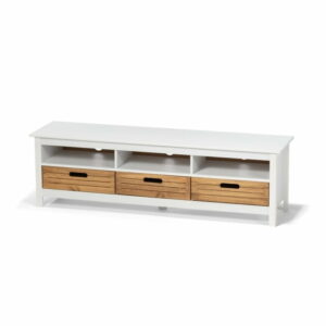 Biela TV komoda z borovicového dreva s 3 zásuvkami loomi.design Ibiza loomi.design