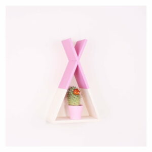Ružová drevená nástenná polička North Carolina Scandinavian Home Decors Teepee