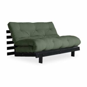 Rozkladacia pohovka so zeleným poťahom Karup Design Roots Black/Olive Green Karup Design