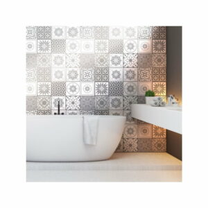 Sada 12 nástenných samolepiek Ambiance Cement Tiles Shades of Gray Cordoba