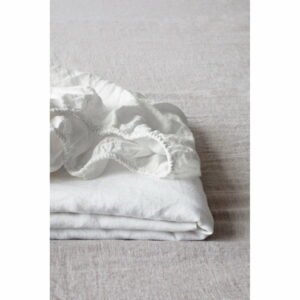 Biela ľanová elastická plachta Linen Tales
