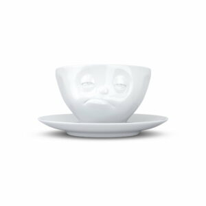 Biely mrzutý porcelánový hrnček s tanierikom 58products 58products