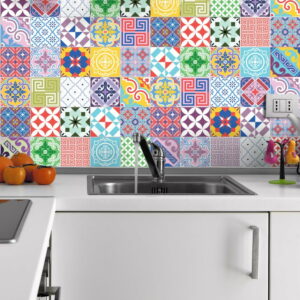 Sada 60 nástenných samolepiek Ambiance Vintage Artistic Tiles