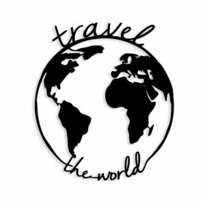Čierna kovová nástenná dekorácia Travel The World