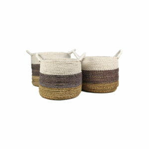 Sada 3 úložných košíkov HSM collection Raffia Natural White HSM collection