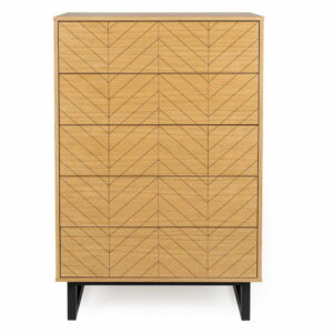 Komoda z brezového dreva Woodman Mora Herringbone Print Woodman