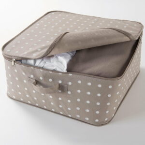 Béžový box na uloženie oblečenia Compactor Dots