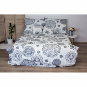 Bielo-sivé bavlnené posteľné obliečky na jednolôžko Cotton House Mandala