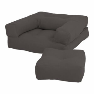 Detské rozkladacie kreslo s taburetkou Karup Design Mini Cube Dark Grey Karup Design