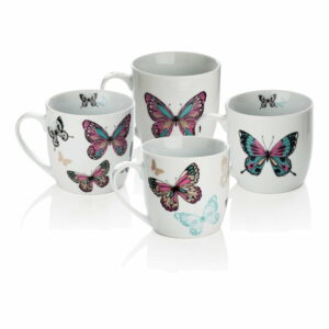 Sada 4 porcelánových hrnčekov Sabichi Mariposa