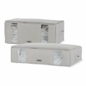 Sada 2 béžových úložných boxov pod posteľ s vakuovým obalom Compactor XXL Life Underbed Bags Compactor