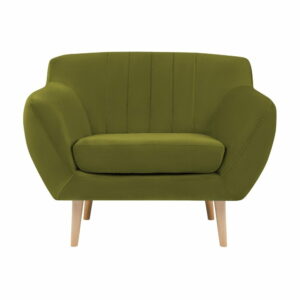 Zelené kreslo so svetlými nohami Mazzini Sofas Sardaigne Mazzini Sofas