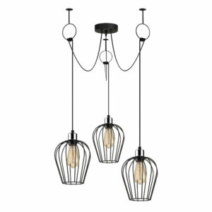 Čierne závesné svietidlo pre 3 žiarovky Opviq lights Tel Chain Opviq lights