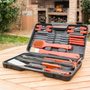 18-dielna sada náradia na grilovanie z antikoro ocele v kufríku InnovaGoods Barbecue InnovaGoods