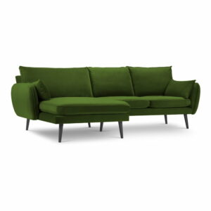 Zelená zamatová rohová pohovka Kooko Home Lento