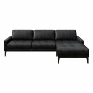 Čierna kožená pohovka s leňoškou na pravej strane MESONICA Musso Tufted MESONICA